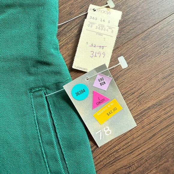Esprit Vintage 80s Cotton High-Waist Emerald Green Pencil Skirt 7/8 NWT - Picture 4 of 7